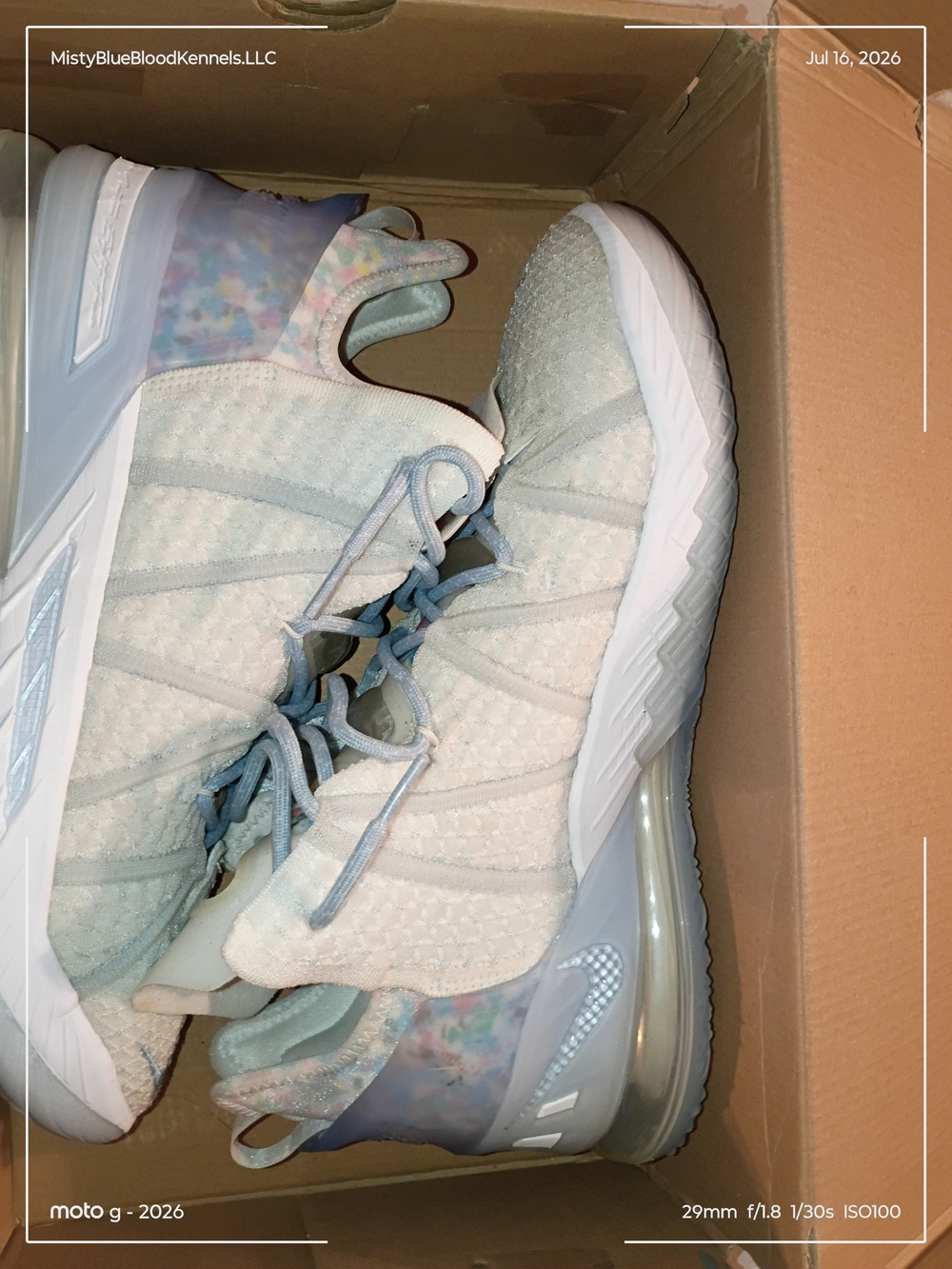 Nike LeBron 18 White,Blue,Clear& Multi Colored Basketball 🏀 Shoes - Picture 2 of 16